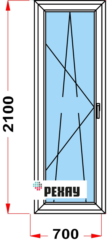 Балконная дверь, профиль РЕХАУ GRAZIO (2100 x 700), с поворотно-откидной створкой, стеклопакет из 3х #1