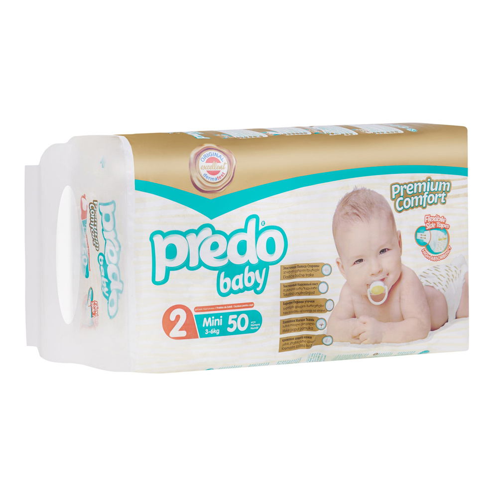 Predo Baby Подгузники детские для новорожденных 2 (3-6 кг) 2 упак. 100 шт  #1