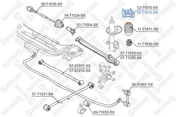 12-71012-305 Опора амортизатора (комплект 2шт.) заднего 4 шпильки на Мазда Mazda 626 all 92-97 4 door #1