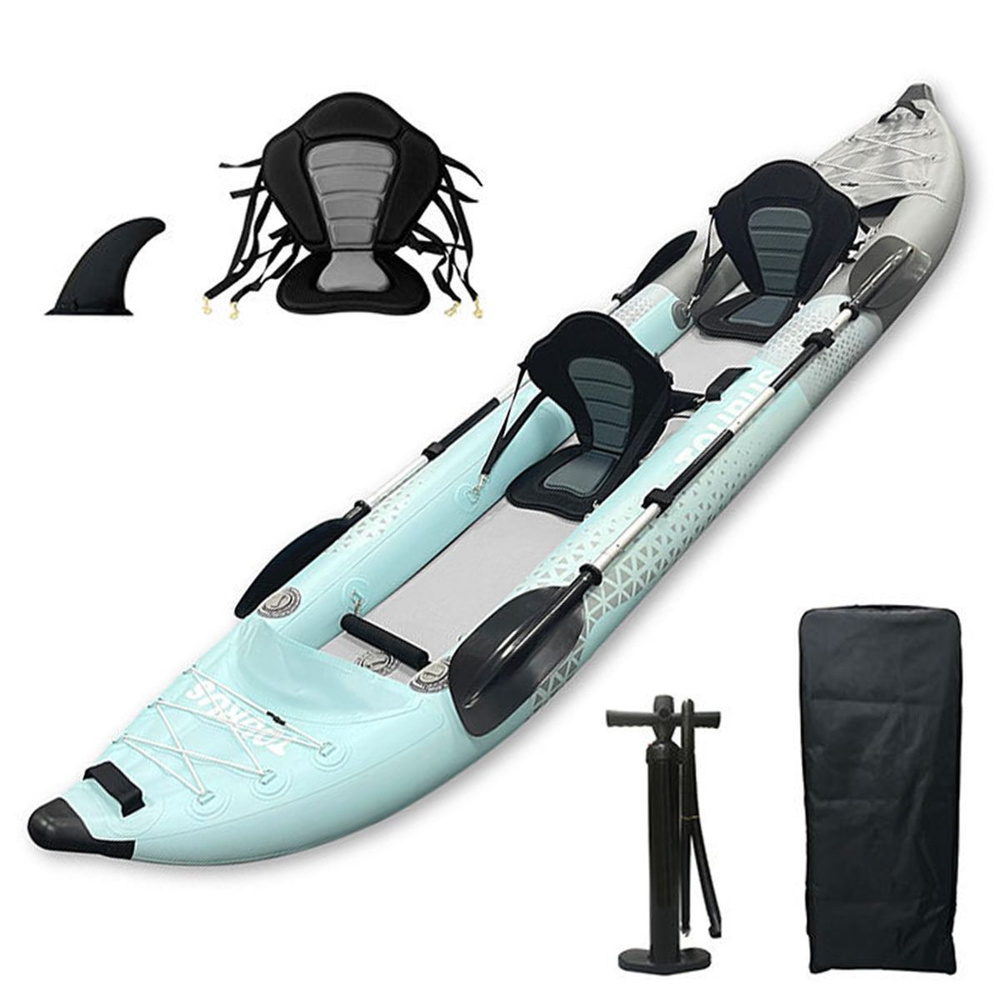 Надувной двухместный каяк байдарка TOURUS Kayak-2 (385x85 cm) с рюкзаком, веслом, насосом, сиденьем и #1