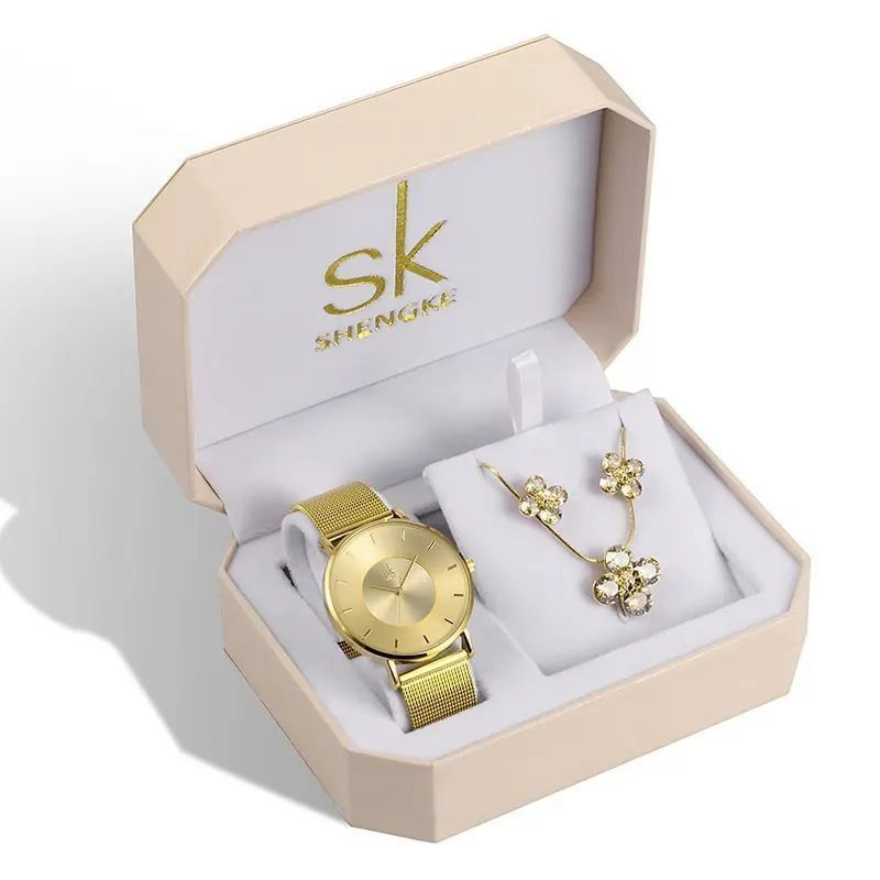 Наручные часы Shengke женские кварцевые с аксессуарами в подарочной коробке, 38 мм  #1