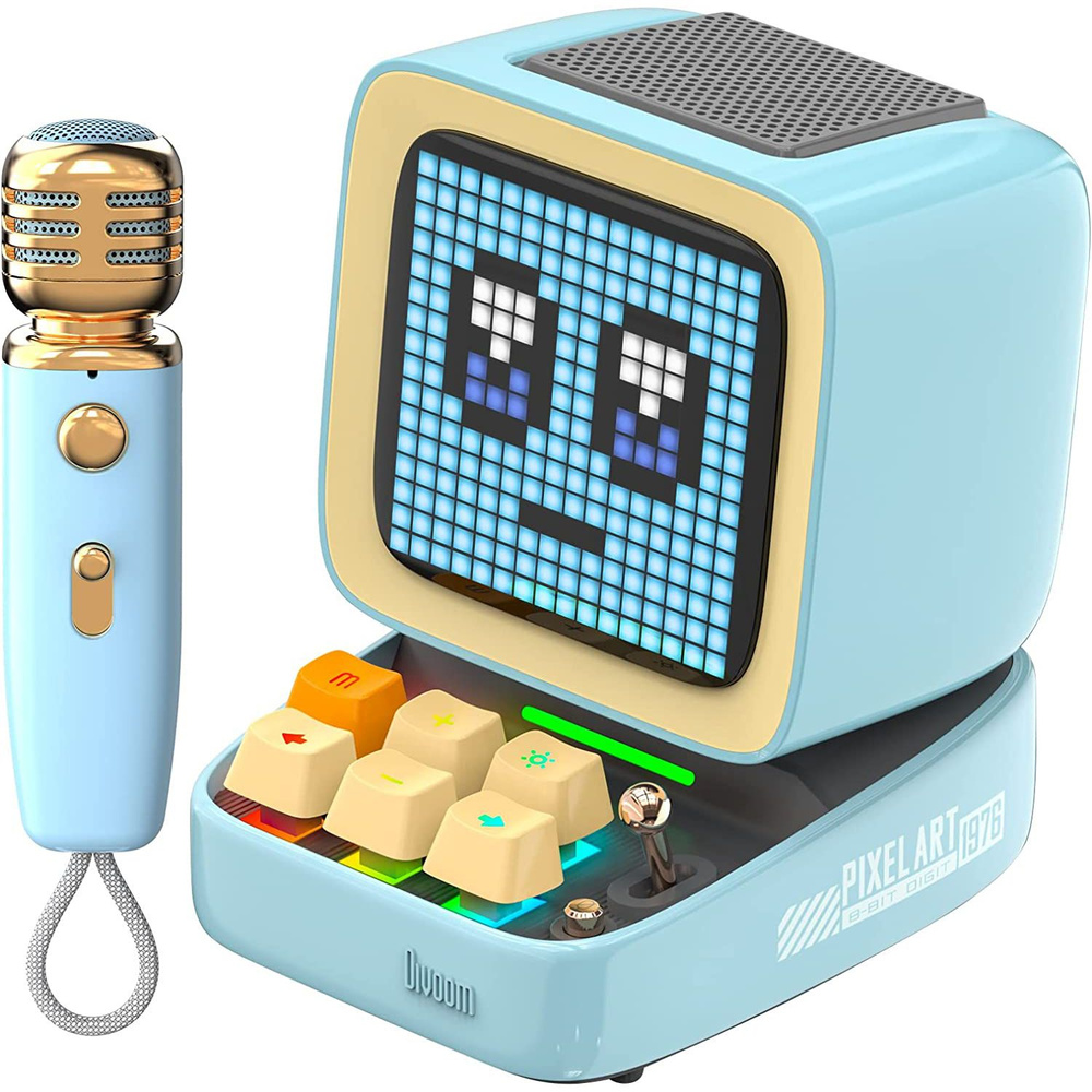 Беспроводная умная колонка с пиксельным LED-экраном и микрофоном Divoom Ditoo Mic (Голубой)  #1