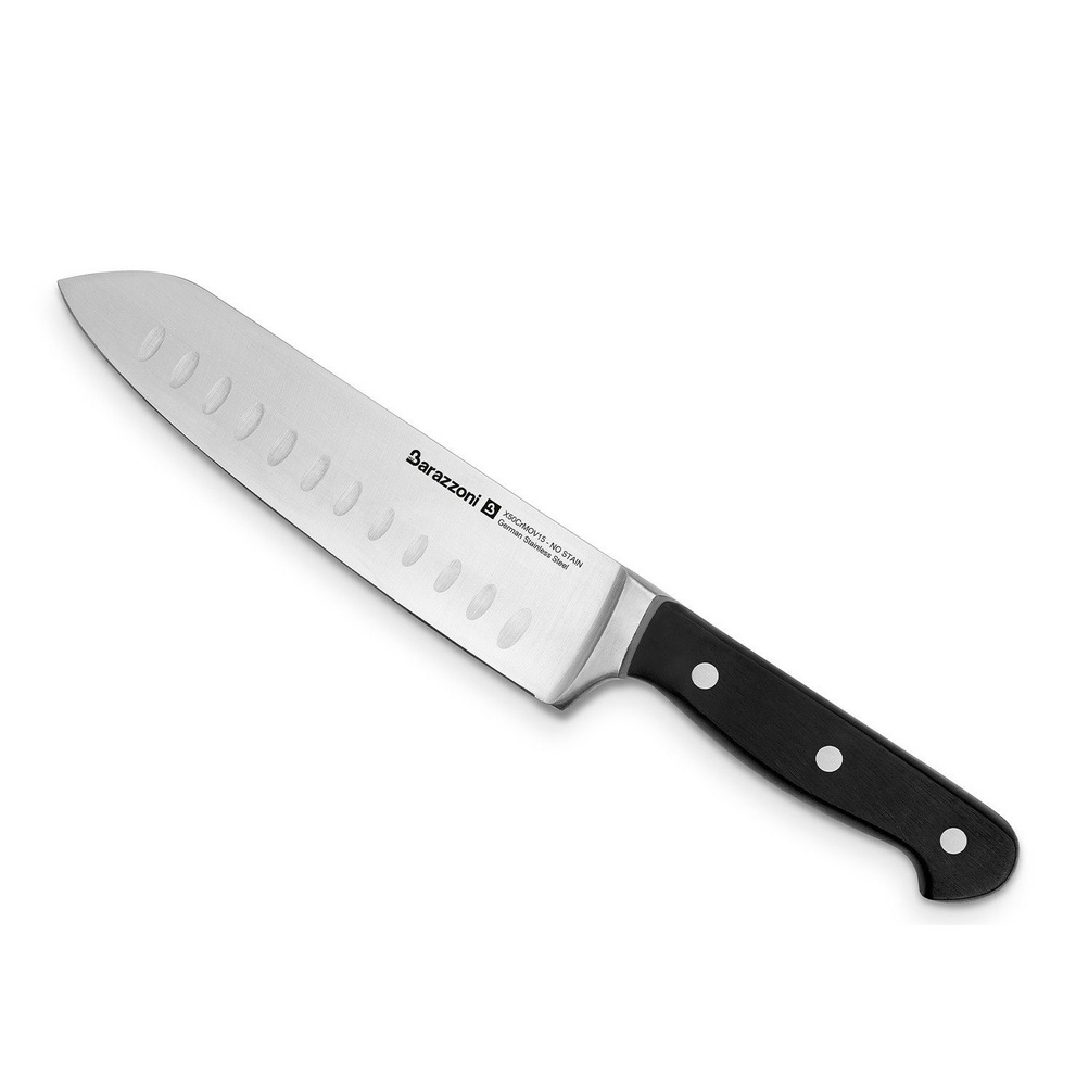 Нож кухонный Barazzoni Knives Santoku, длина лезвия 17,5 см, нержавеющая хромовая сталь, цвет черный #1