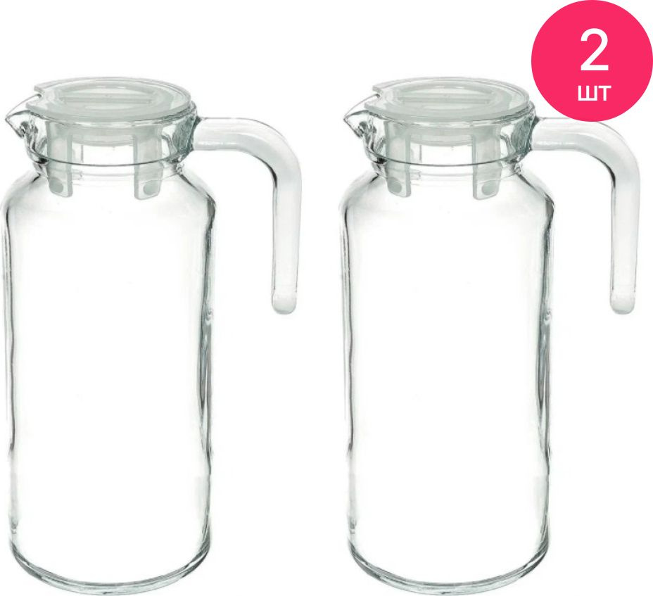Кувшин для воды Pasabahce / Пашабахче Basic с крышкой, стекло прозрачное 1.3л / графин для напитков / #1