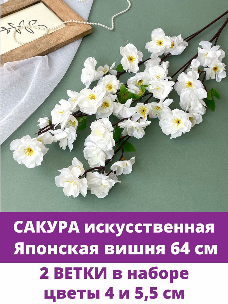 Сакура японская вишня, цвет Белый, ветка 66 см, 2 ветки. #1