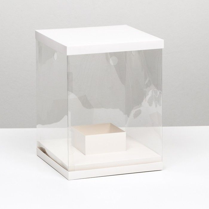 Коробка для цветов с вазой и PVC окнами, складная, 23 х 30 х 23 см, белый  #1