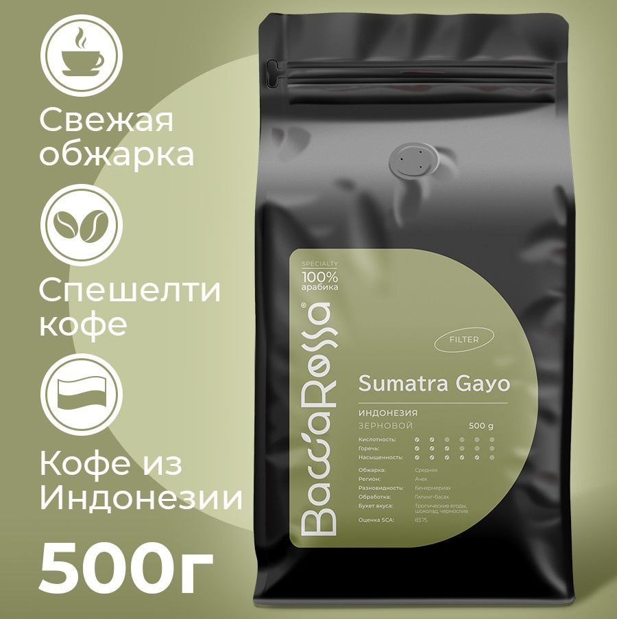 Кофе в зернах 500 г Индонезия Суматра Гайо Bacca Rossa / Specialty coffee Indonesia 100% арабика для #1