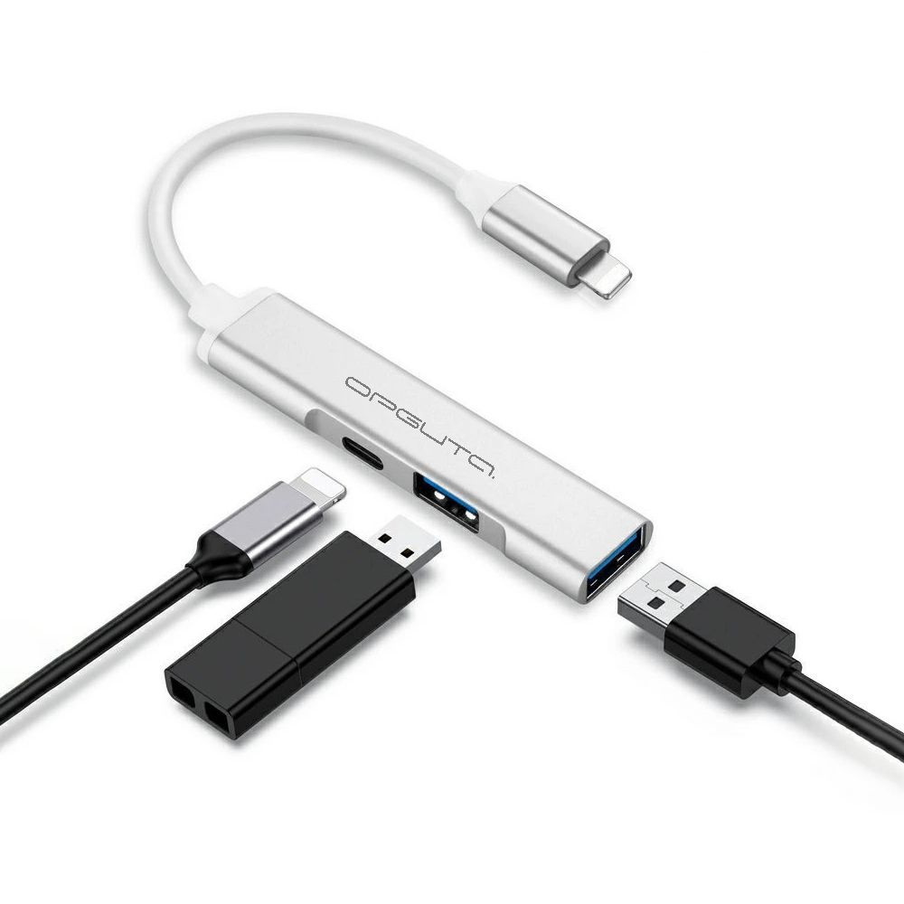 Концентратор USB-Lightning (2*USB, 2*Lightning) Орбита OT-PCR19 Серебро #1