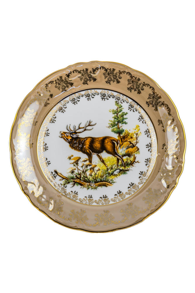 Carlsbad Набор тарелок "Охота бежевая", 6 шт, Фарфор, диаметр 24 см  #1
