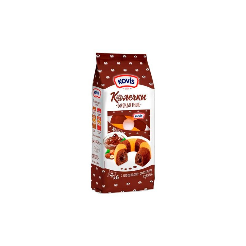 Пирожные колечки "КОВИС" шоколадно-ореховый джем 240гр #1