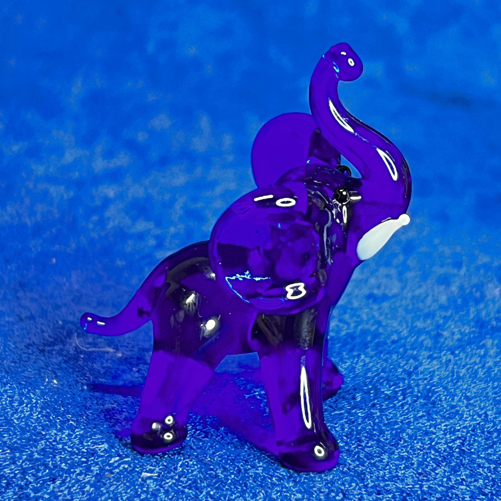 Фигурка стеклянная "Слон" Темно Синий #1