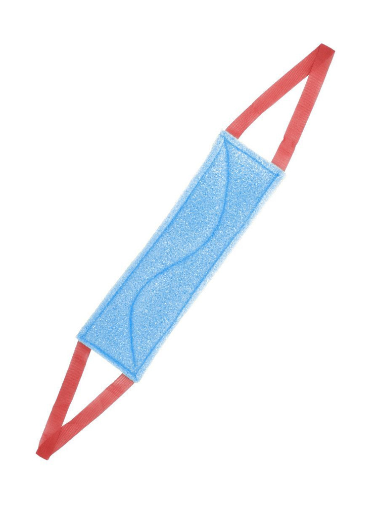 Мочалка "8 марта" (голубой-красный) для чувствительной и сухой кожи / Губка банная комбинированная: жестко-мягкая #1