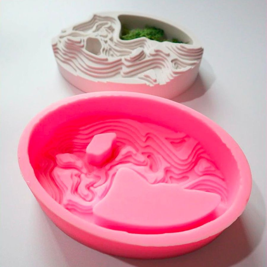 Силиконовая форма для кашпо горшка из гипса и бетона "Кашпо овальное ...