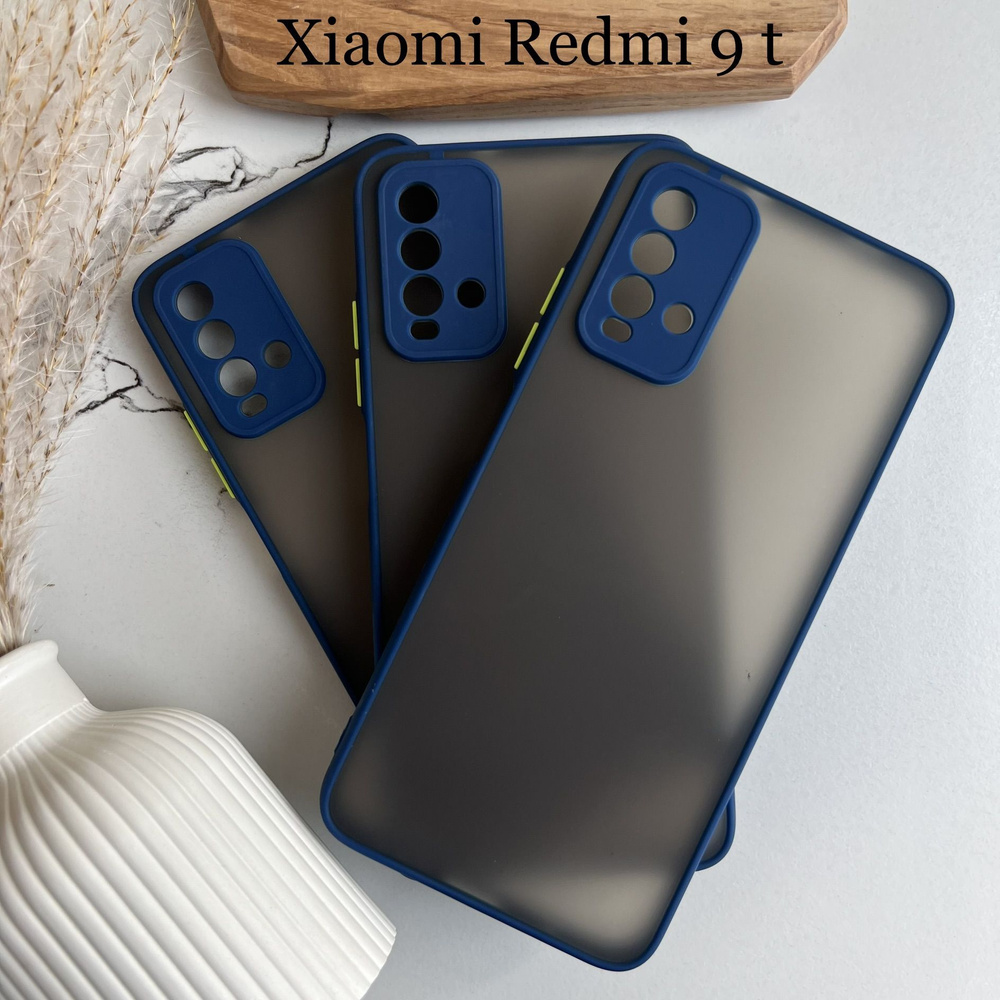 Чехол на Xiaomi Redmi 9T (редми 9Т), синий, прозрачный, защита камеры  #1