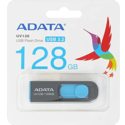 Память USB Flash 128 ГБ ADATA UV128 (AUV128-128G-RBE) - USB 3.2 Gen1, до 100 Мбайт/сек, выдвижной (слайдер), #1