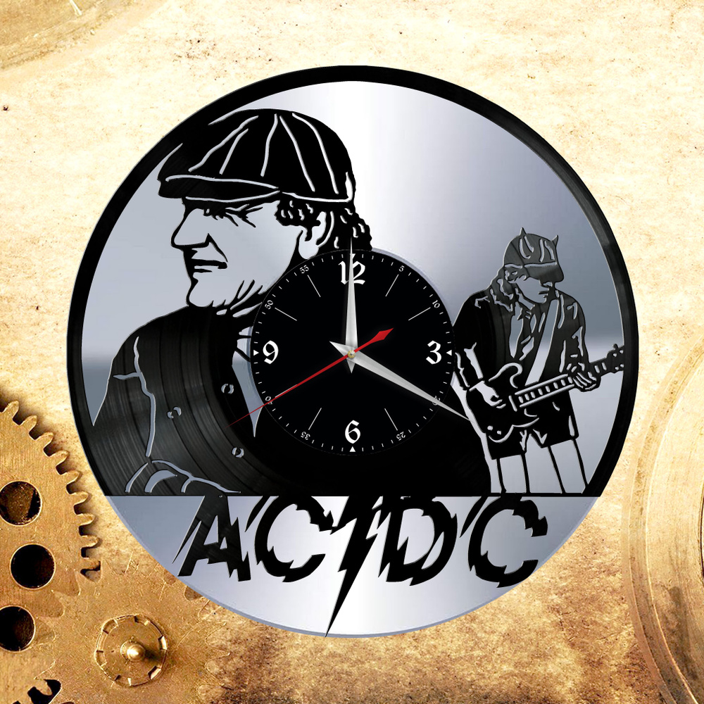 Настенные часы "Группа AC DC, Malcolm Mitchell Young, Angus McKinnon Young, Bon Scott", 30 см  #1