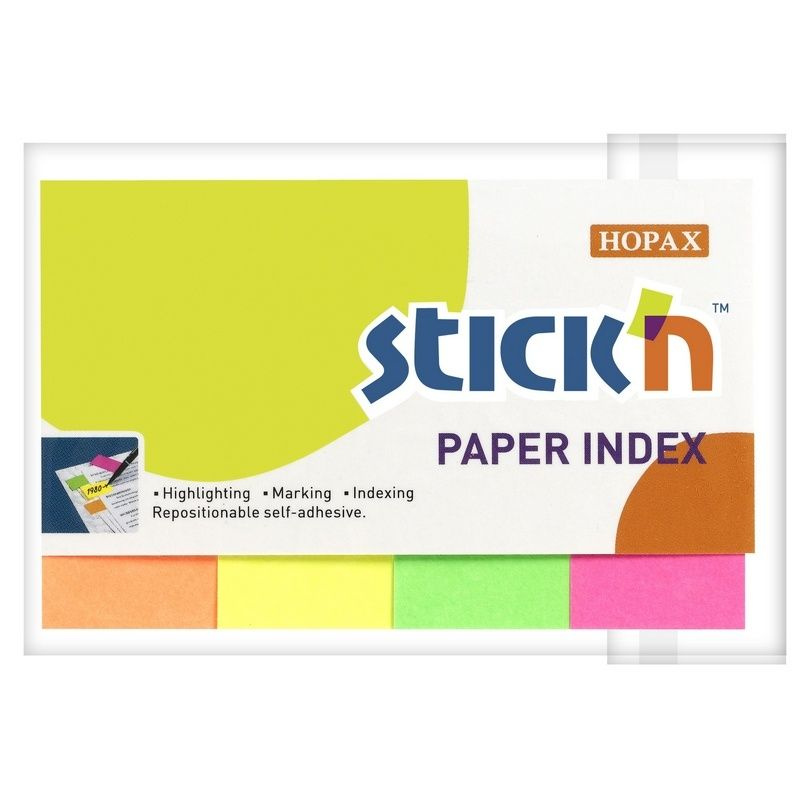 Клейкие закладки Hopax бумажные, 20х50 мм, 4 цвета, 50 листов #1