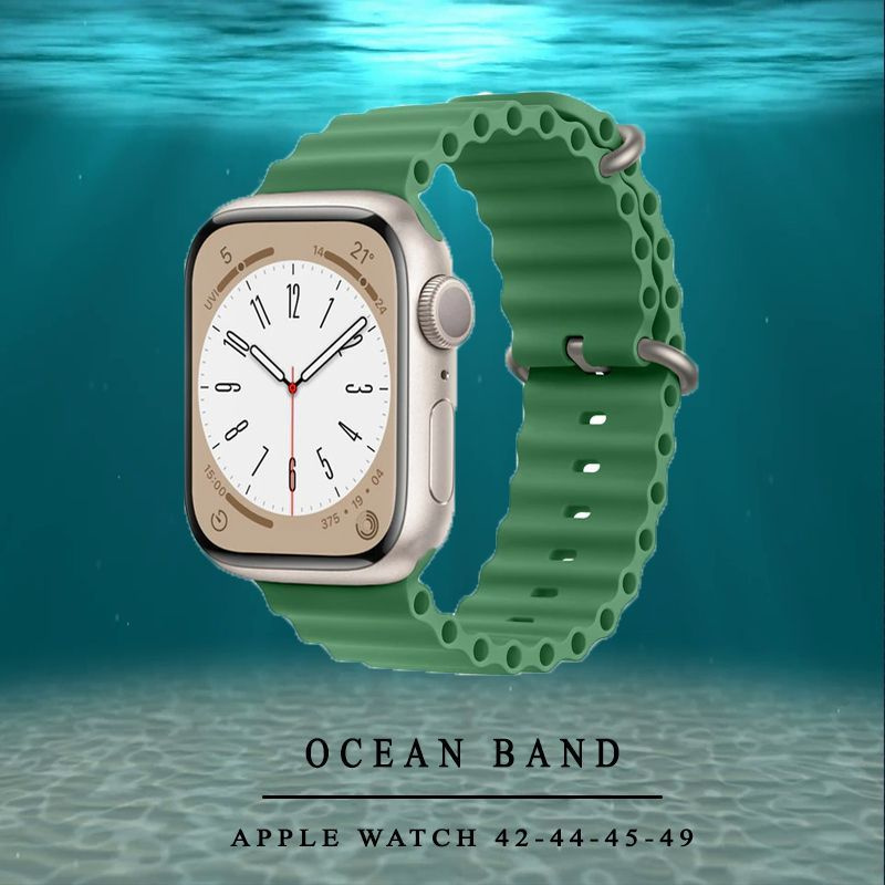 Силиконовый ремешок Ocean Band для smart часов Apple Watch 42 44 45 49 мм / браслет на эпл вотч Apple #1