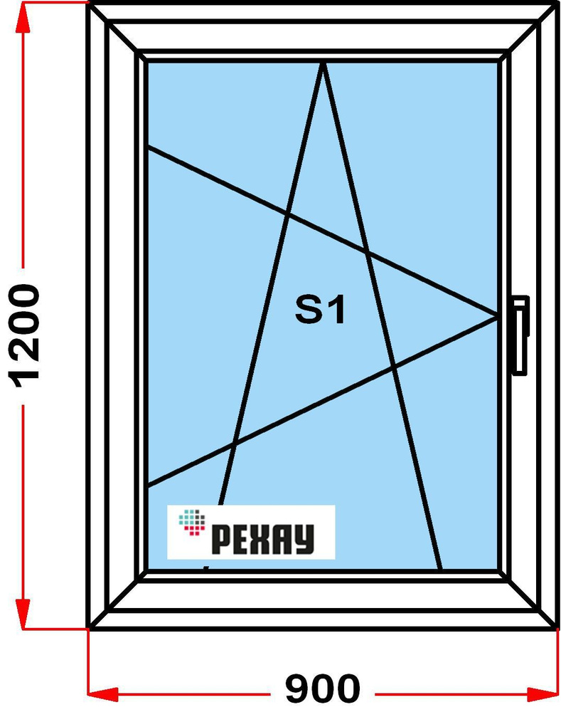 Окно пластиковое, профиль РЕХАУ BLITZ (1200 x 900), с поворотно-откидной створкой, стеклопакет из 2х #1