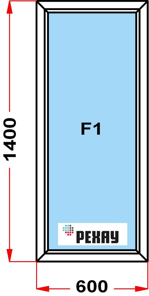 Окно пластиковое, профиль РЕХАУ BLITZ (1400 x 600), не открывающееся, стеклопакет из 2х стекол  #1