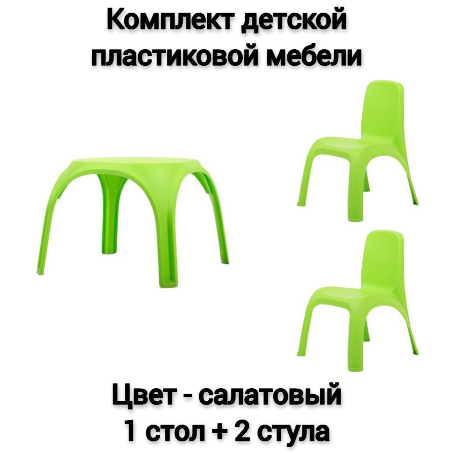 Комплект детской мебели, 1 стол + 2 стула, цвет - салатовый  #1