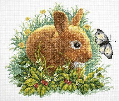 Набор для вышивания РТО (Россия) Кролик и бабочка M323 #1