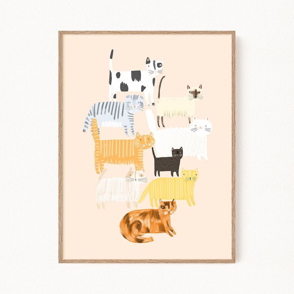 Постер "Pink Cats - Розовые кошки", 21х30 см #1