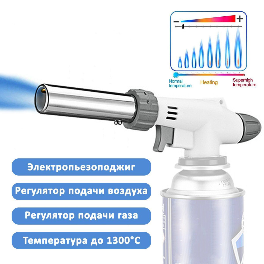 Газовая горелка с пьезоподжигом насадка на цанговый баллон / туристическая горелка  #1