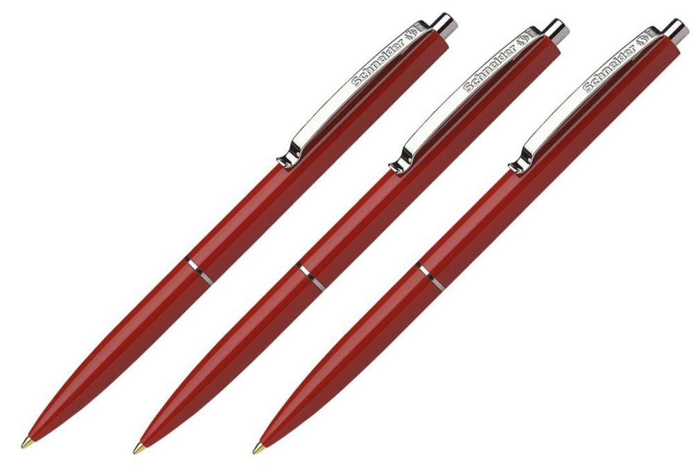 Ручка Schneider "K15" шариковая автоматическая, синяя, корпус красный, 1.0 мм, 3 шт.  #1