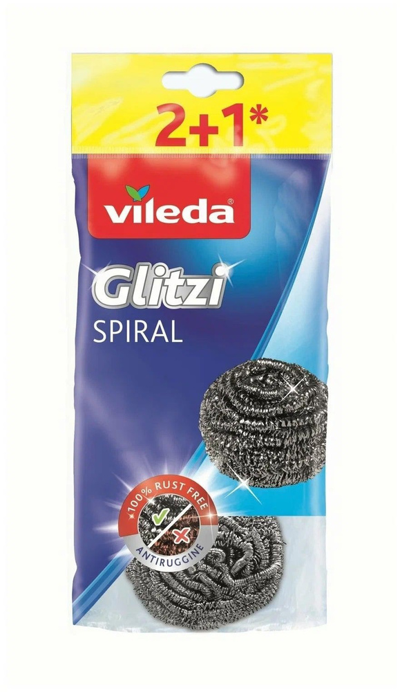 VILEDA Губка Inox Glitzi Spiral из металлической спирали, 2+1 шт #1