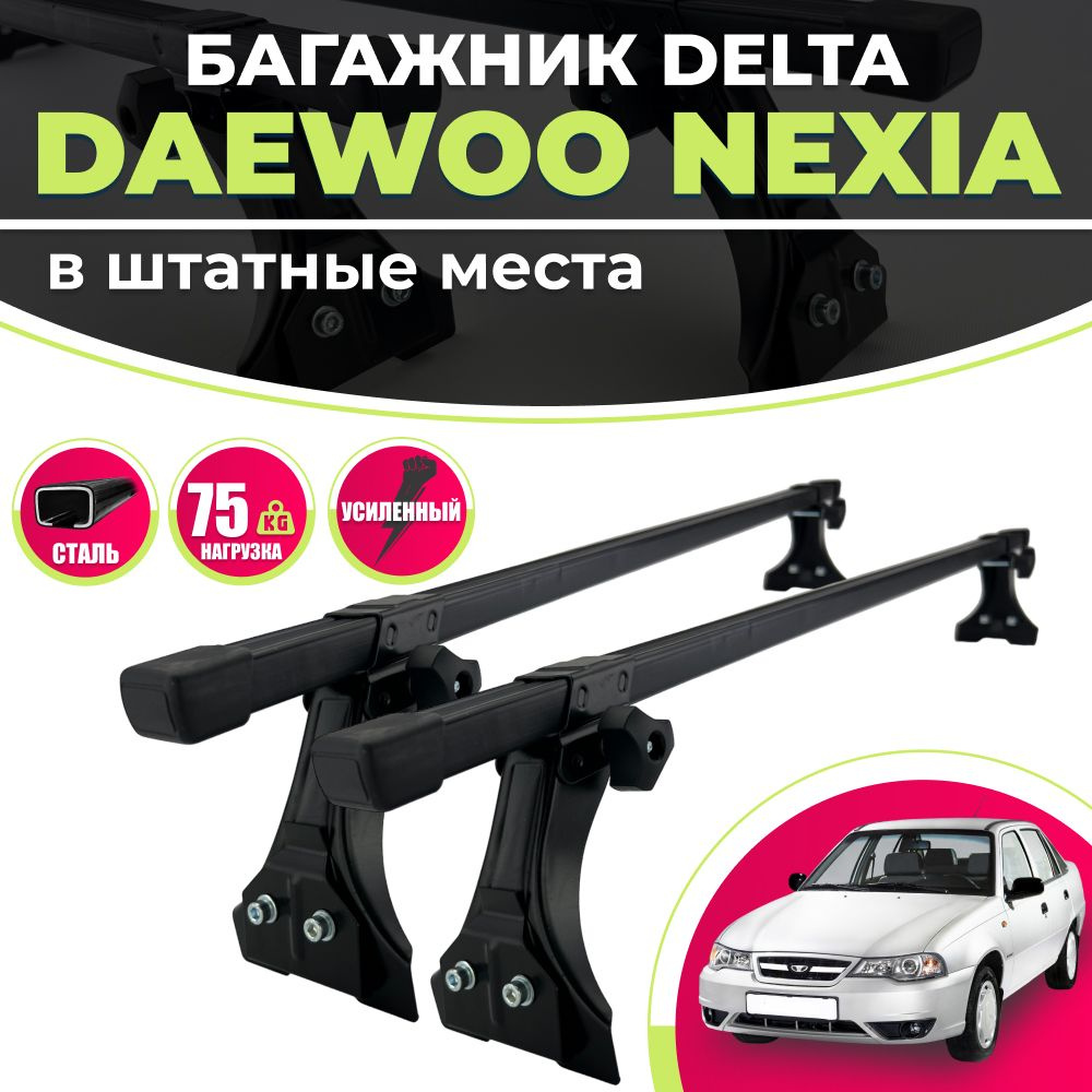Багажник для Дэу Нексия / Daewoo Nexia 1994-2016 / N150 (рестайлинг) на крышу в штатные места DELTA : #1