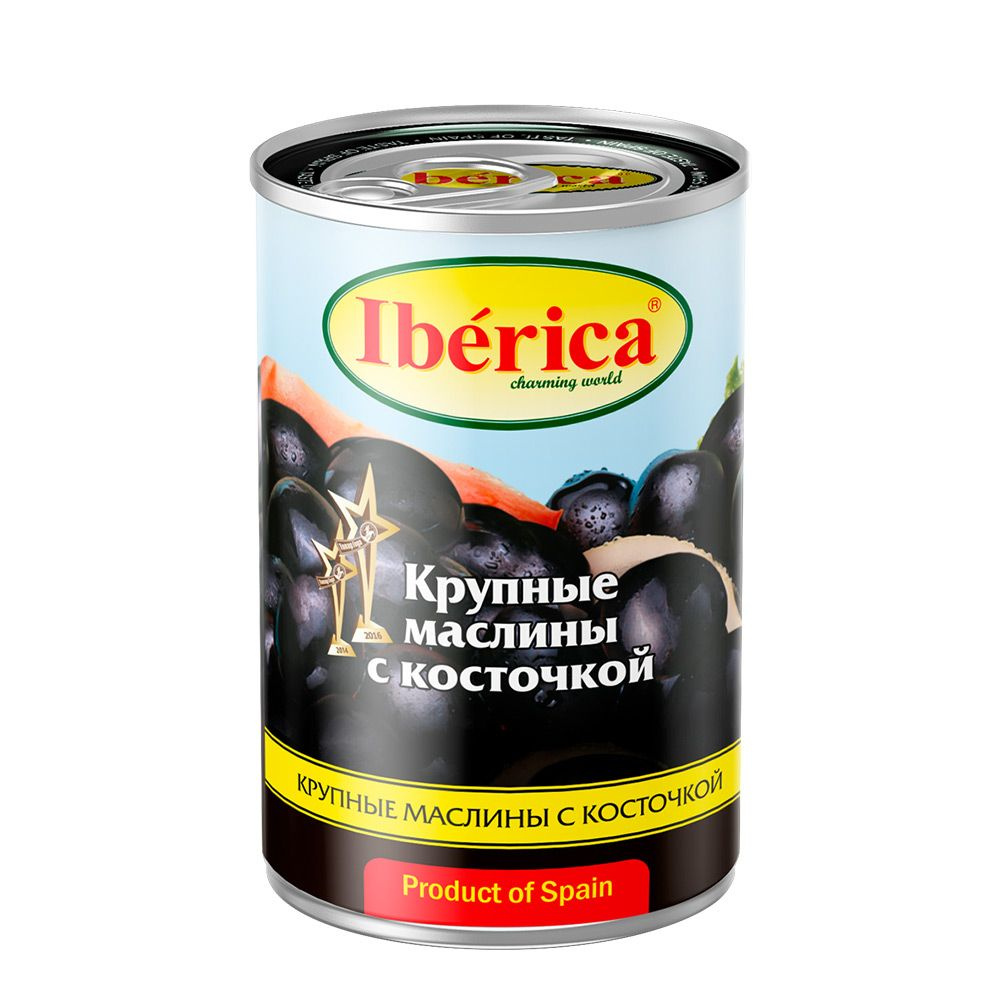 Маслины Iberica черные крупные с косточкой 360 г #1