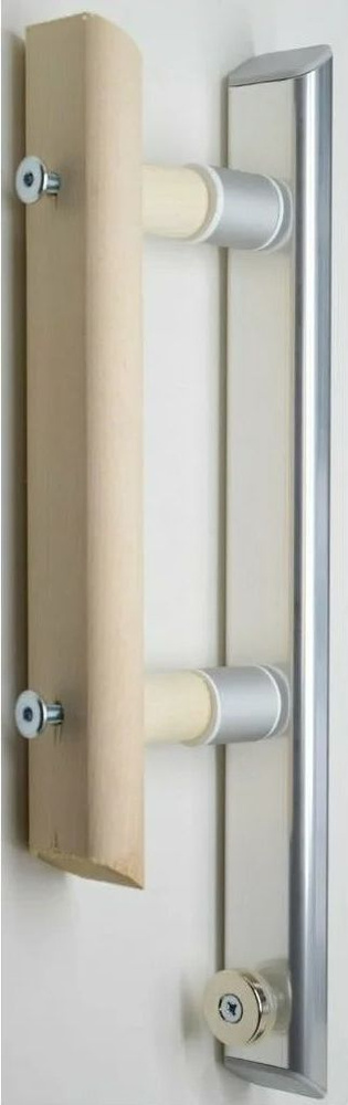 Комплект дверных ручек для сауны, алюминий/дерево #1