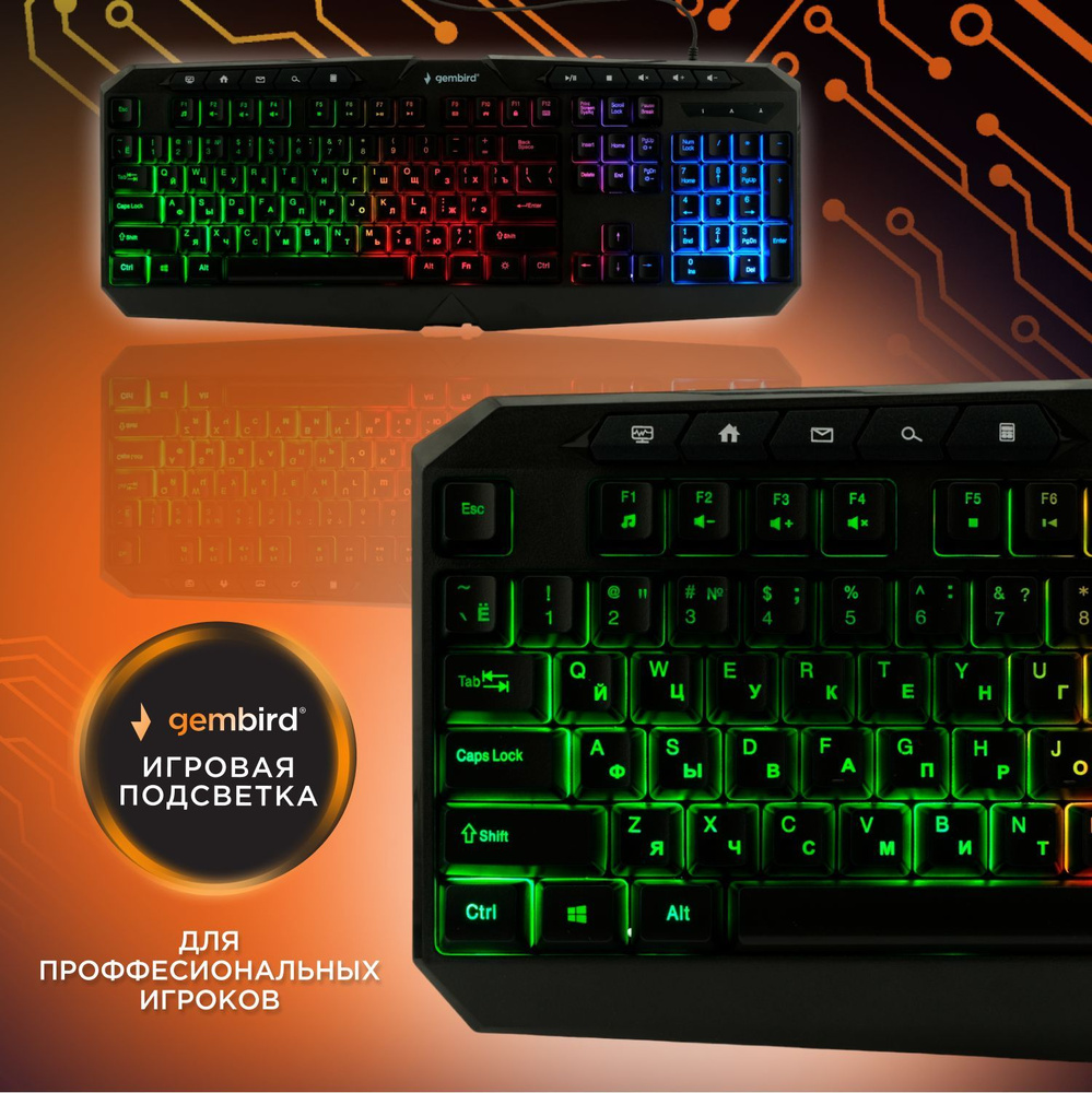 Игровая клавиатура с подсветкой Gembird KB-G420L, подсветка Rainbow  #1