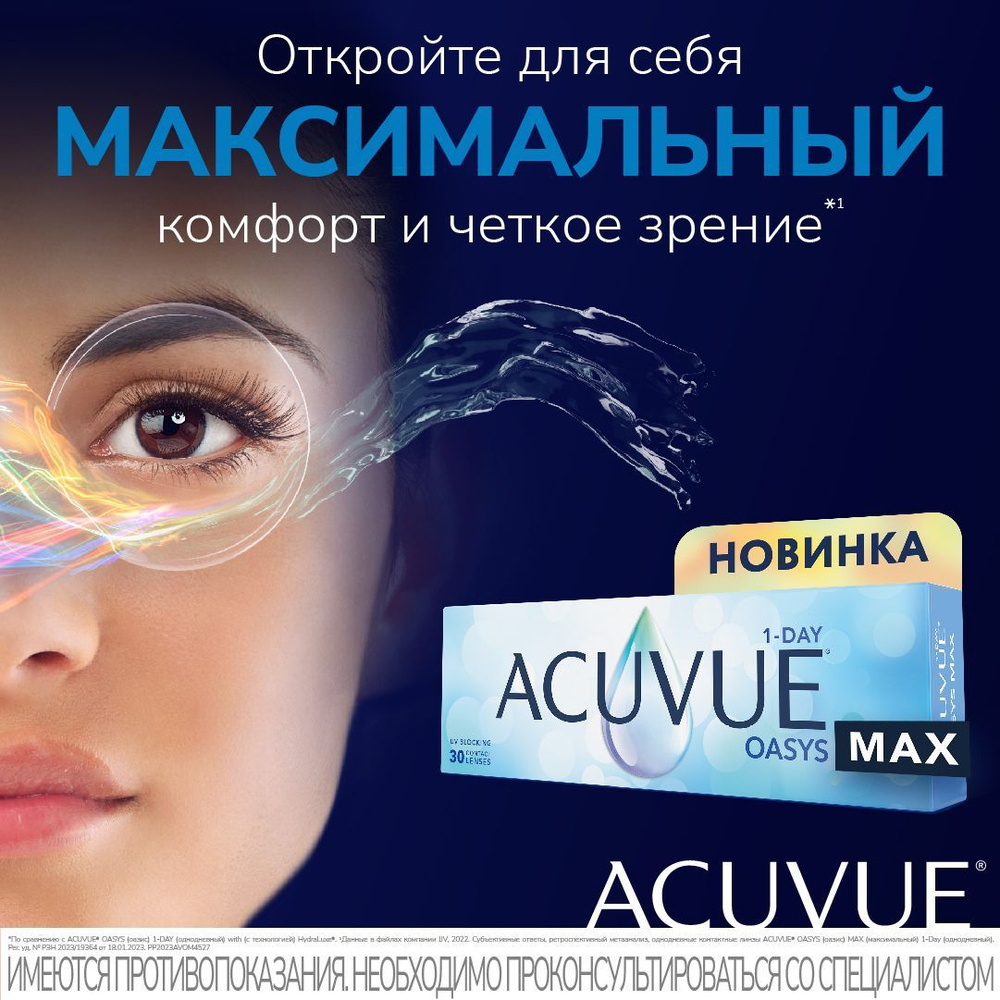 Однодневные контактные линзы Acuvue Oasys MAX 1-Day, 30 линз, R:8.5, D: -3.00  #1