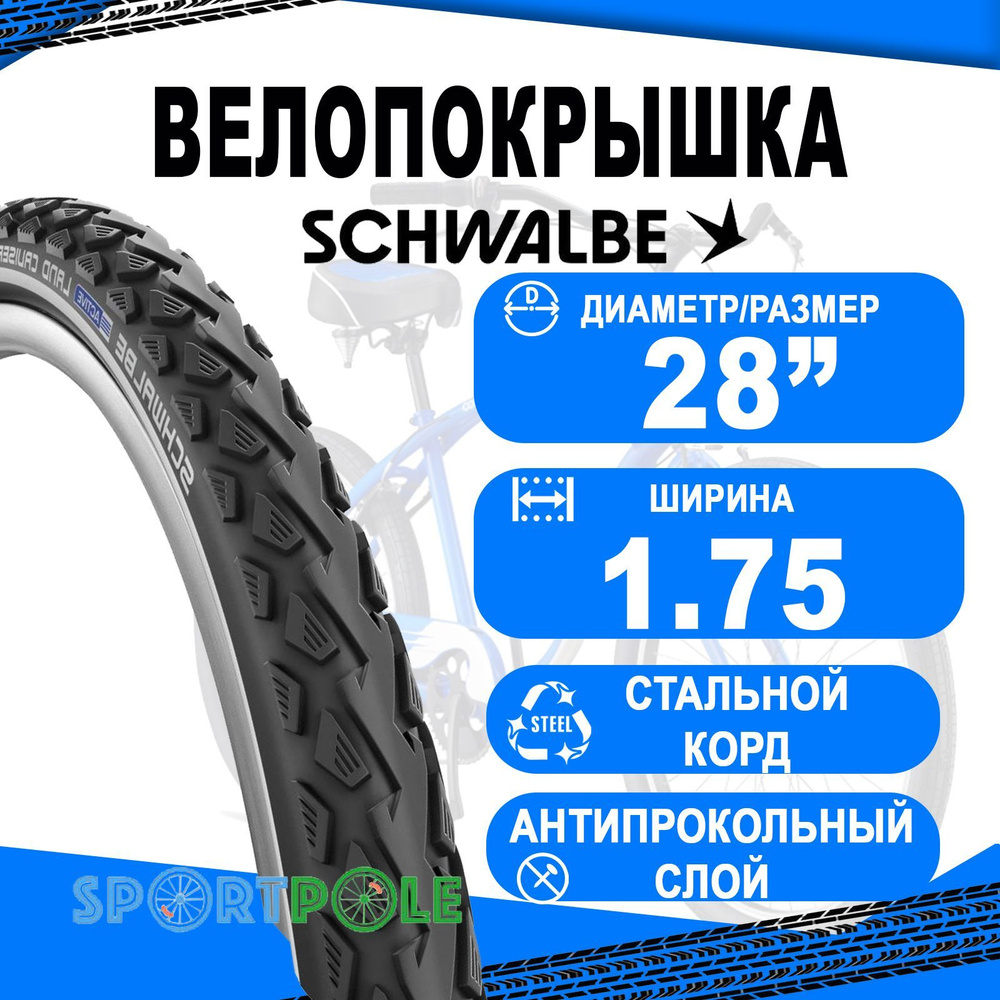 Покрышка. 28x1.75 (47-622) 05-11101047.01 LAND CRUISER PLUS, PunctureGuard, HS450, SBC, B/B+RT SCHWALBE #1