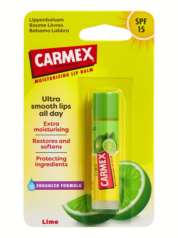 CARMEX Бальзам для губ увлажняющий с ароматом лайма с SPF 15 в стике, 4.25 г  #1