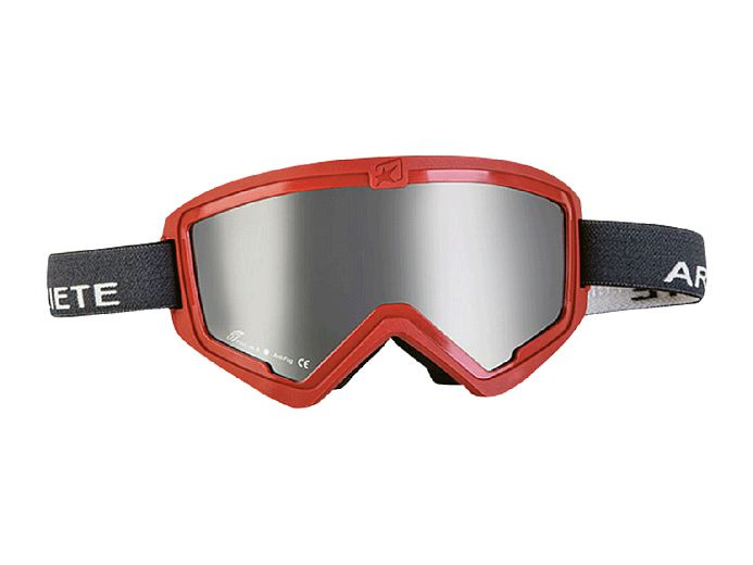 Кроссовые очки маска ARIETE MUDMAX RACER RED-SILVER LENS-GREY STRAP #1