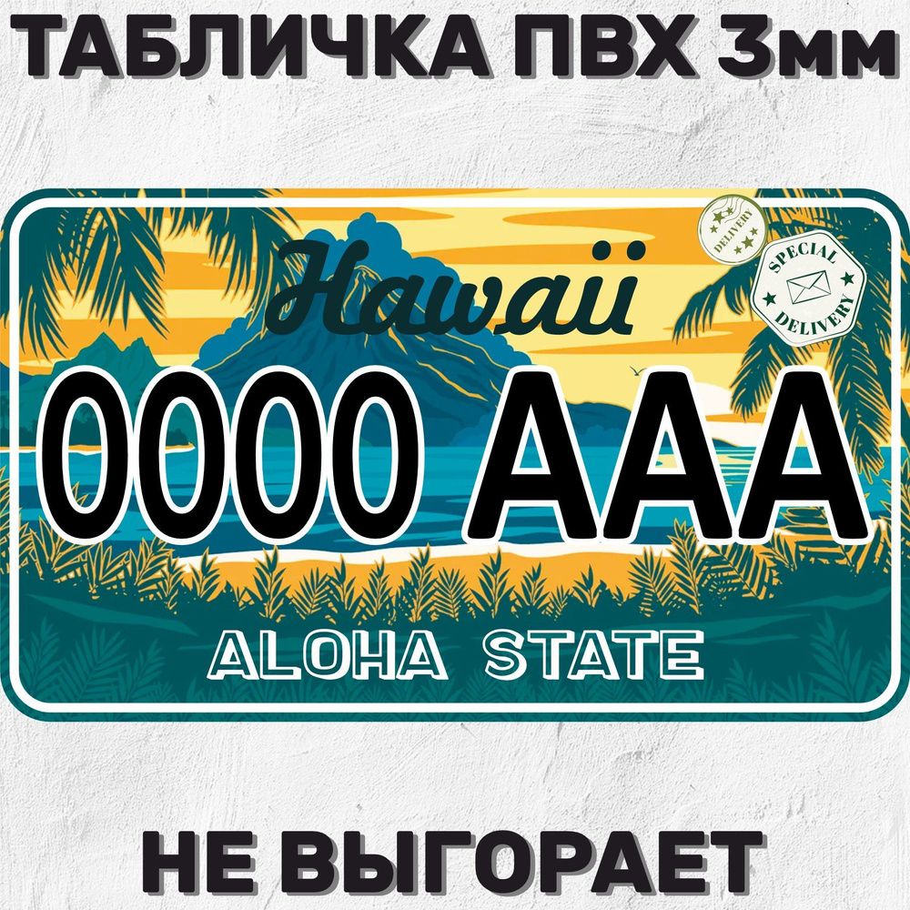 Сувенирный номер на машину / мотоцикл Hawaii USA Гавайи США 29х17 см  #1