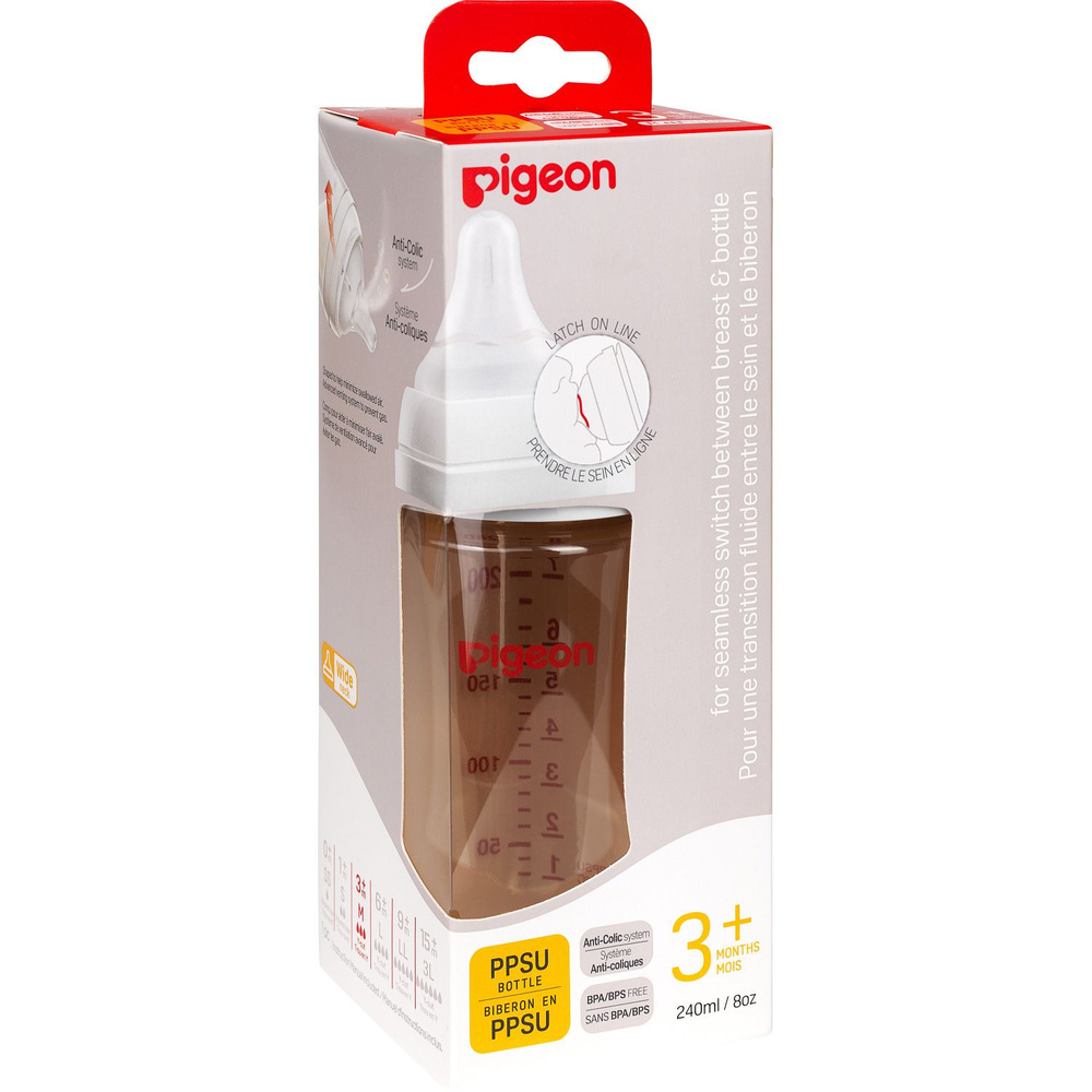 PIGEON Бутылочка для кормления младенцев от 3 месяцев из премиального пластика PPSU 240 мл  #1
