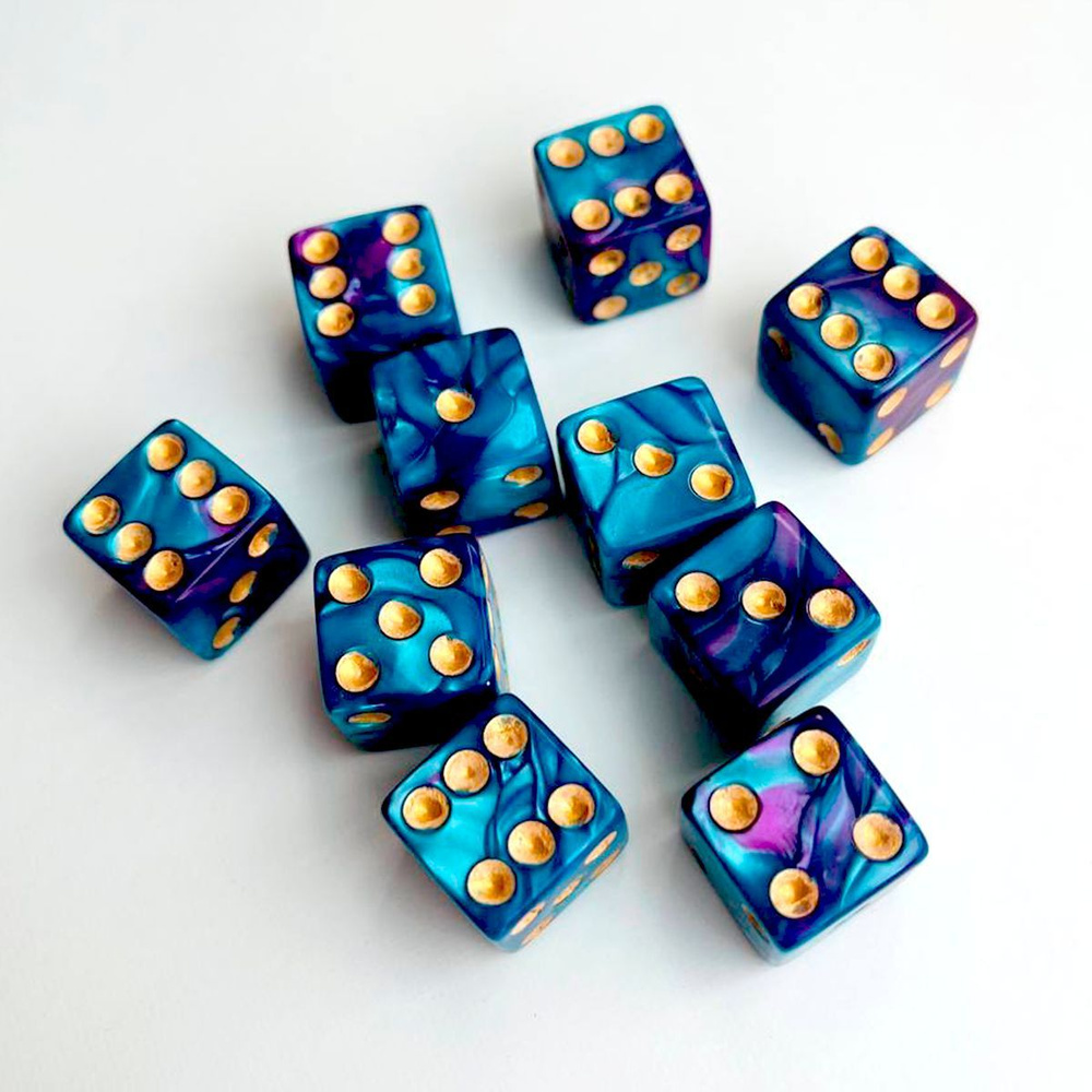 Набор кубиков игральных 1.5 см, кости игральные 10 шт, цвет сине-фиолетовый  #1