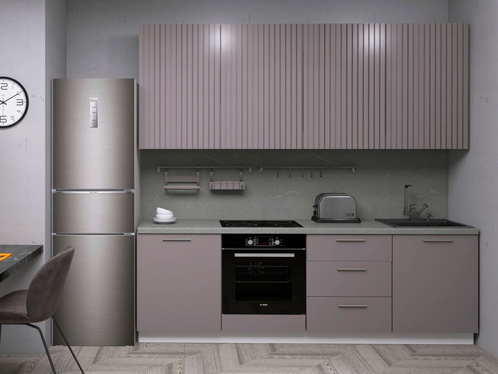 Кухонный гарнитур Комби 240 см Белый / Грей купить по выгодной цене в ...