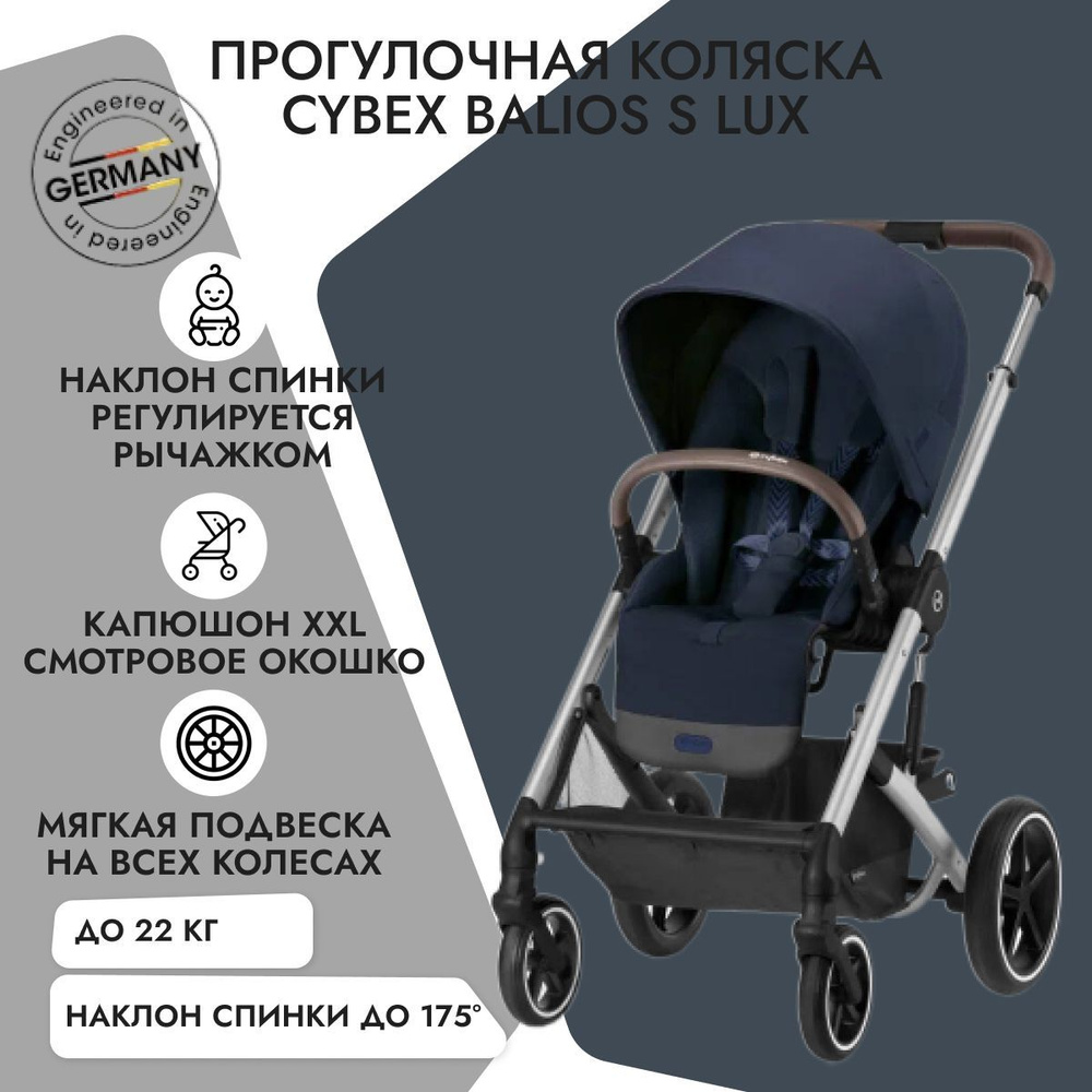 Cybex Balios S LUX NEW 2023 Ocean Blue, новая модель с амортизацией, прогулочная коляска на шасси Silver #1