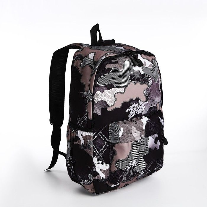 Рюкзак молодёжный из текстиля, 3 кармана, цвет чёрный/лиловый  #1