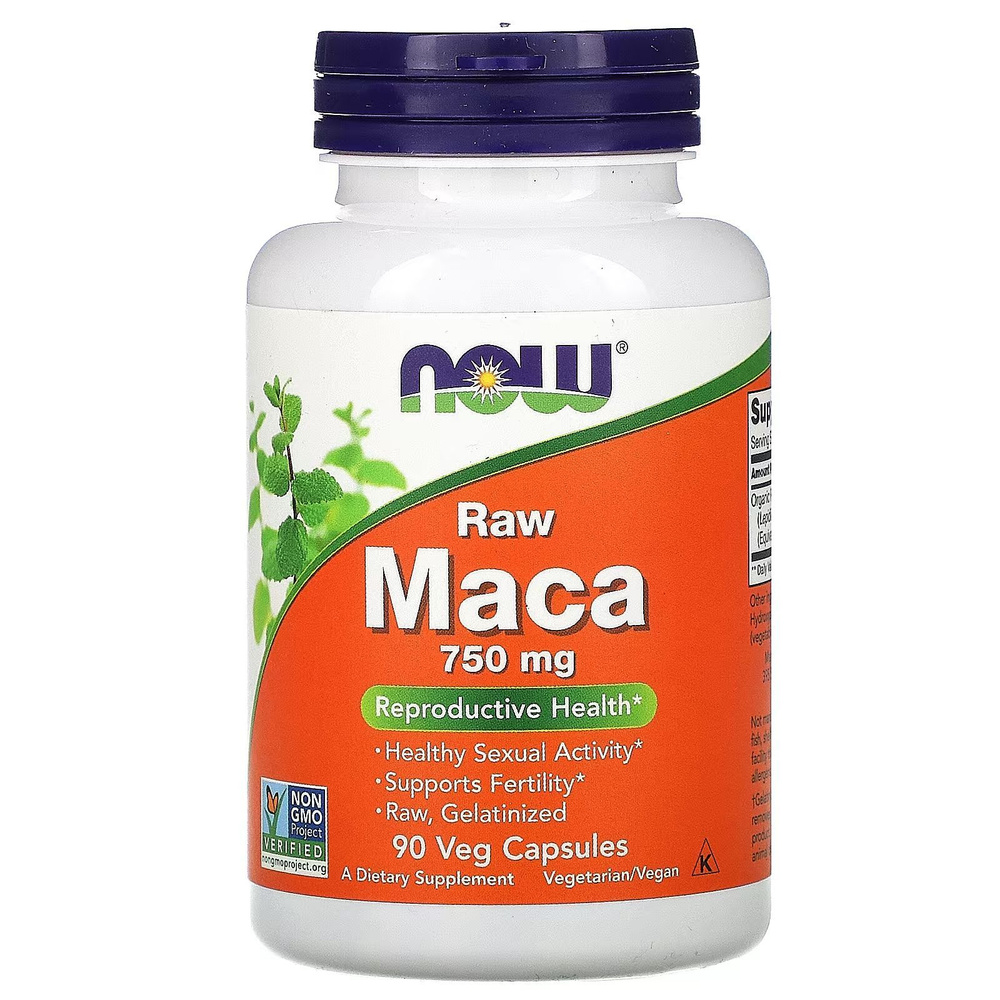 Бустер тестостерона NOW Foods Maca, Мака необработанная, 750 мг, 90 капсул  #1