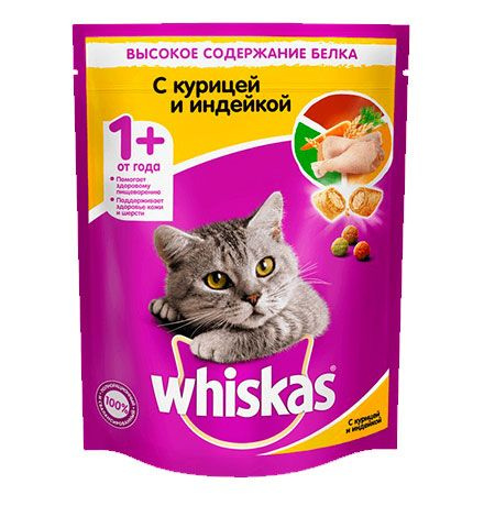 Whiskas / Сухой корм Вискас для взрослых кошек подушечки-паштет с Курицей и индейкой, 800 г  #1