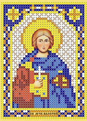 Схема для вышивания бисером (без бисера), именная икона "Святой Мученик Валерий" 8 х 11см  #1