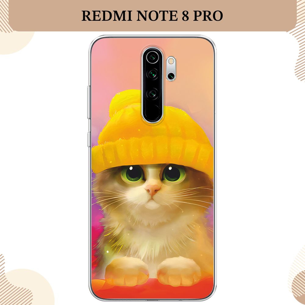 Силиконовый чехол на Xiaomi Redmi Note 8 Pro / Сяоми Редми Нот 8 Про, Котенок в желтой шапке  #1