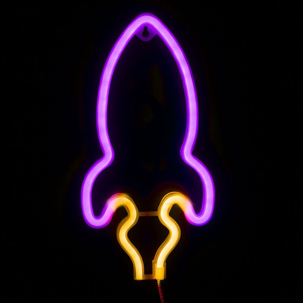 Световая фигура Ракета, 14,5*29 см. Сиреневый/Желтый, 1 шт. #1