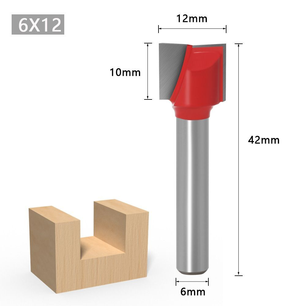 Фреза по дереву пазовая прямая 12 x 10 мм,хвостовик 6 мм #1